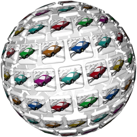 色々な種類の車が書かれているボール